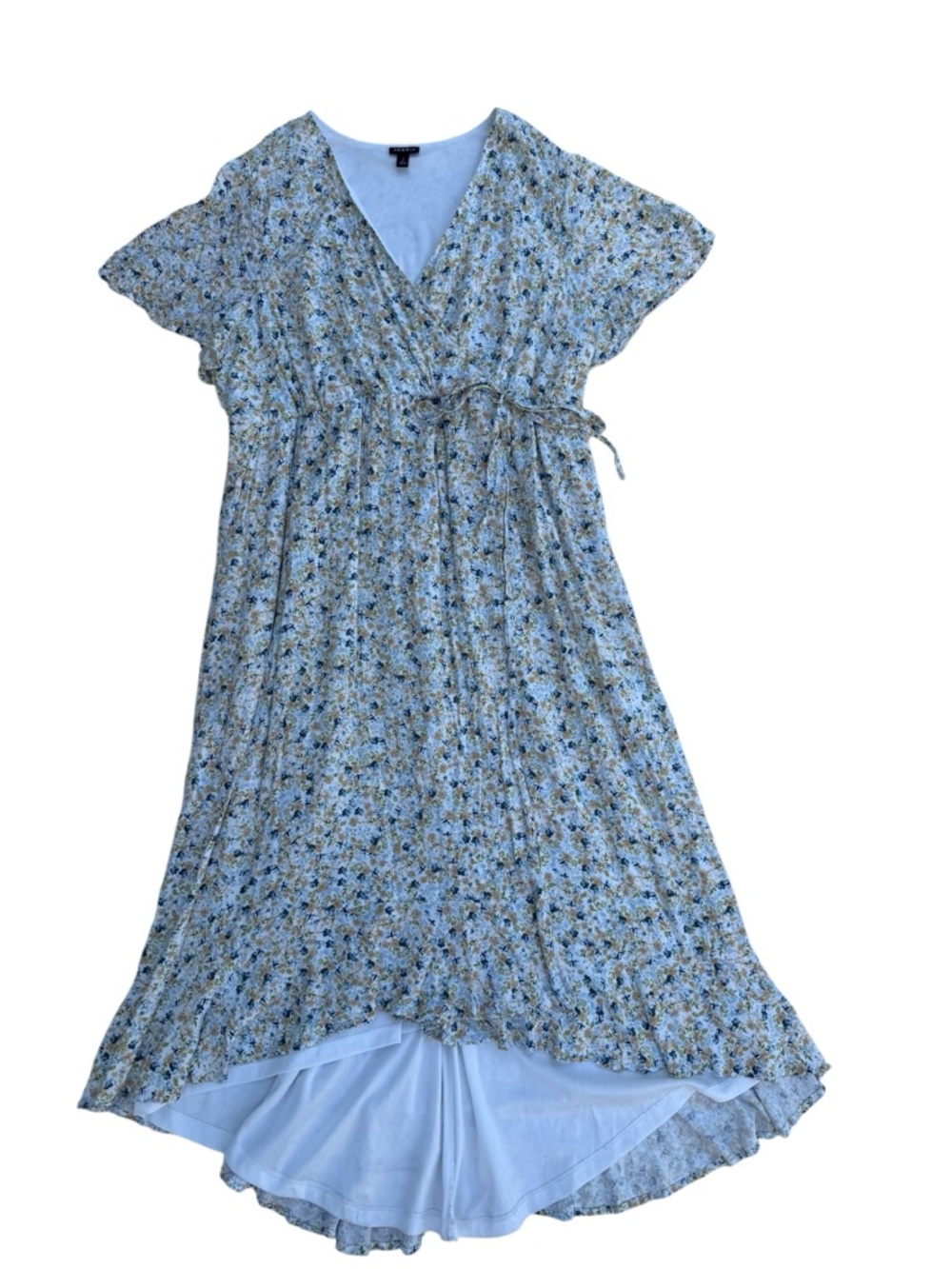torrid Light Blue Floral Wrap-Style Dress with Tie